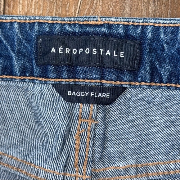 Aeropostale 90’s Mid Rise Baggy Jeans Blue Dark Wash Distressed - Picture 6 of 12